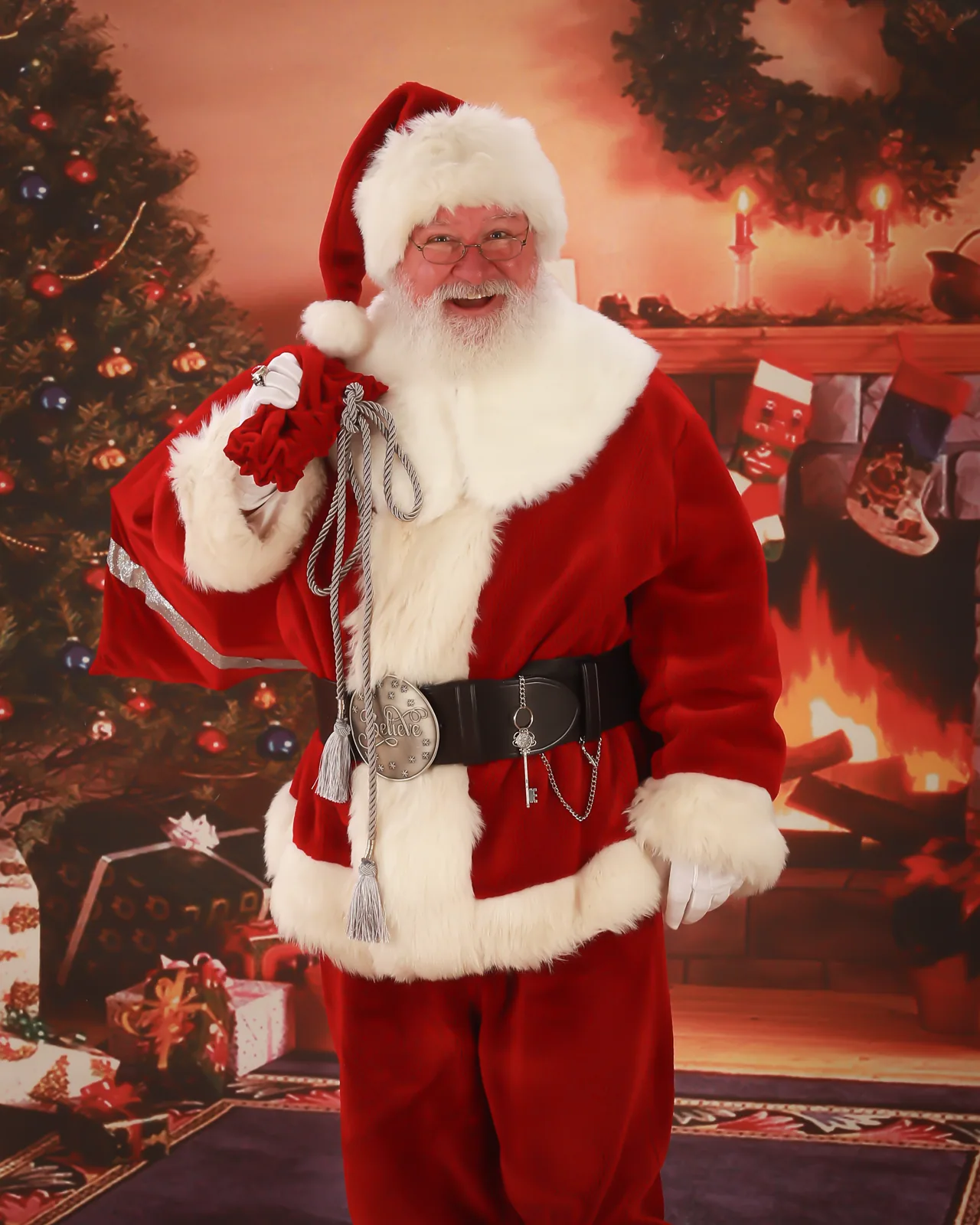 Santa Marc in his traditional red Santa suit